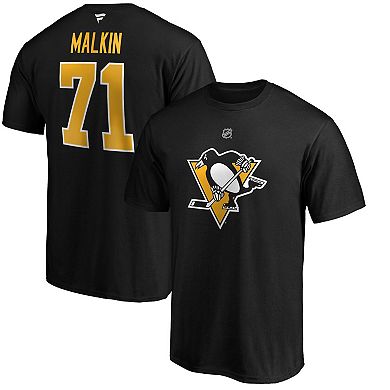 Men's Fanatics Branded Evgeni Malkin Black Pittsburgh Penguins Team Authentic Stack Name & Number T-Shirt