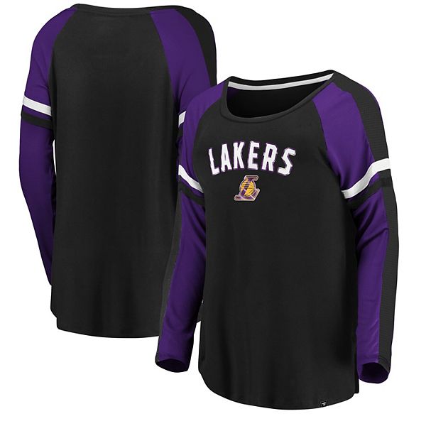 Women's Fanatics Branded Black/Purple Los Angeles Lakers Iconic Flashy Long  Sleeve T-Shirt