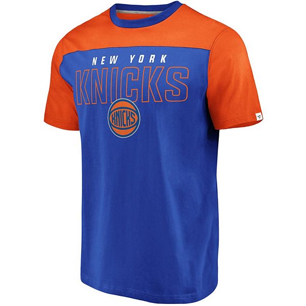 Men's Fanatics Branded Blue/Orange New York Knicks Iconic Color Block T ...