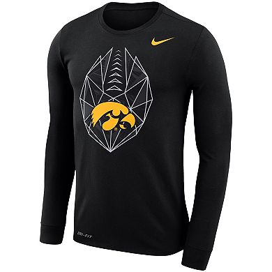 Men's Nike Black Iowa Hawkeyes Football Icon Performance Long Sleeve T ...