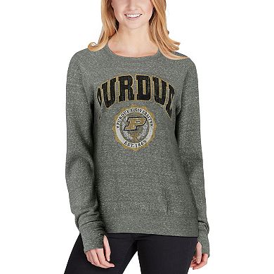 Women's Pressbox Heathered Gray Purdue Boilermakers Edith Vintage Knobi Pullover Sweatshirt