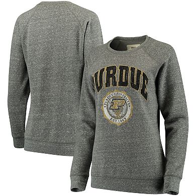 Women's Pressbox Heathered Gray Purdue Boilermakers Edith Vintage Knobi Pullover Sweatshirt