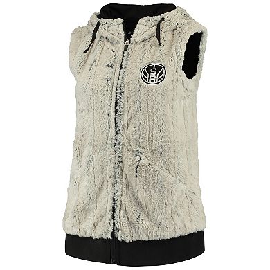 Women's Antigua Silver/Black San Antonio Spurs Rant Hooded Full-Zip Vest