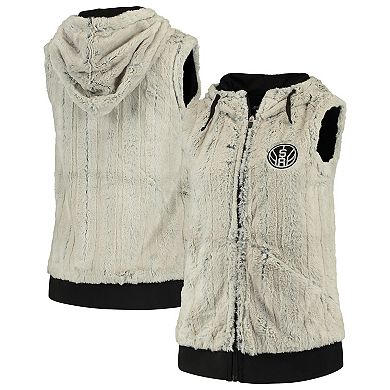 Women's Antigua Silver/Black San Antonio Spurs Rant Hooded Full-Zip Vest