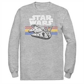 Men's Star Wars Millennium Falcon 77 Retro Lines Logo Long Sleeve Graphic Tee