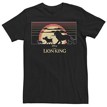 Disney's The Lion King Men's Simba, Timon And Pumba Sunset Stripes Graphic Tee