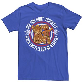 Men's Shrek Gingy Did You Hurt Yourself Holiday Circle Text Poster Tee