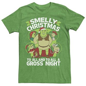 Men's Shrek Smelly Christmas To All Circle Portrait Collage Tee