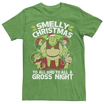 Men's Shrek Smelly Christmas To All Circle Portrait Collage Tee