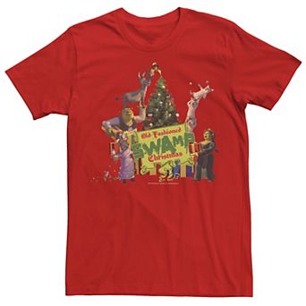 Men's Shrek Group Shot Old-Fashioned Swamp Christmas Tee