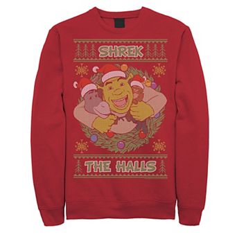 Men's Shrek the Halls Holiday Text Pattern Fleece