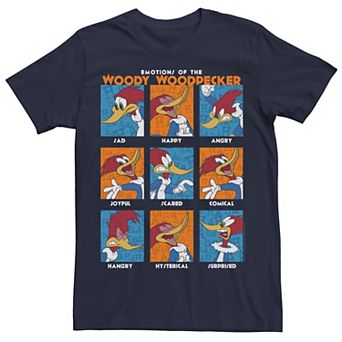Men's Woody Woodpecker Emotions Vintage Panel Poster Tee