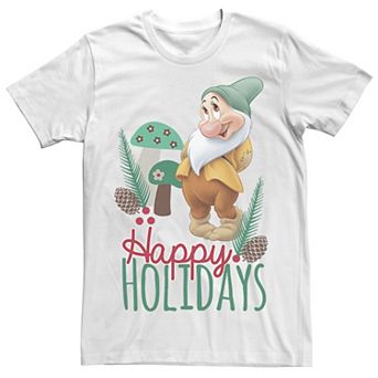 Disney's Men's Snow White Bashful Happy Holidays Graphic Tee