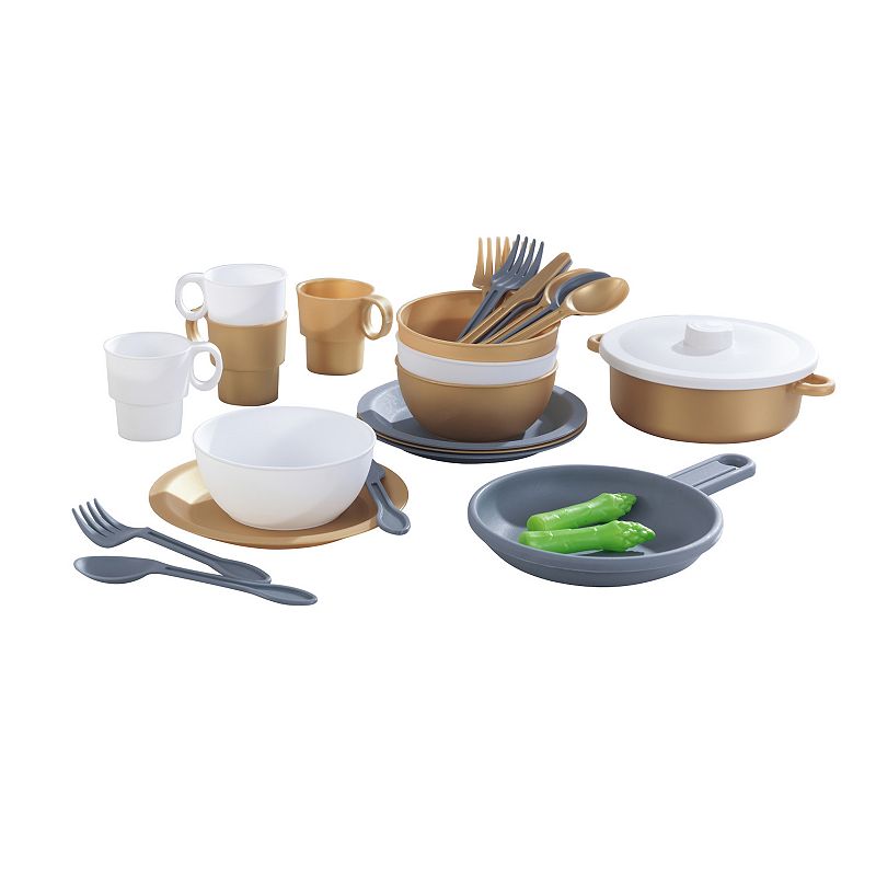 KidKraft 27-Piece Modern Metallics Cookware Set, Multicolor