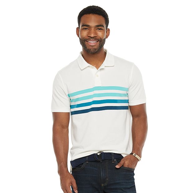 Striped pique outlet polo