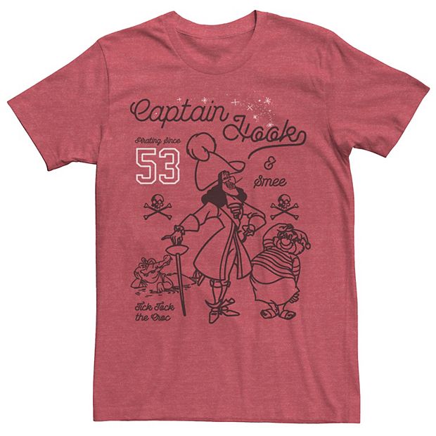 Men's Disney Peter Pan Captain Hook and Mr. Smee Outline Sketch Tee, Size: Small, Red