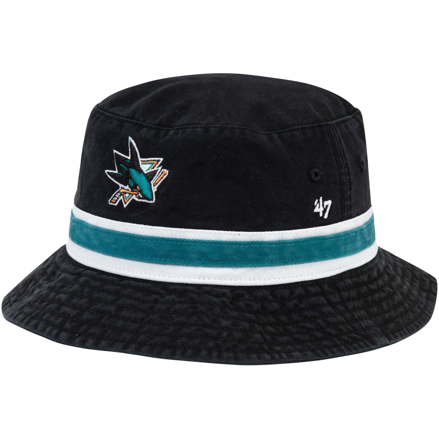 Black San Jose Sharks Striped Bucket Hat