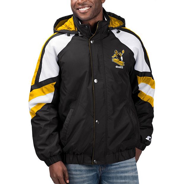 Men's Starter Black Pittsburgh Steelers Throwback Pro Raglan Full-Zip Jacket