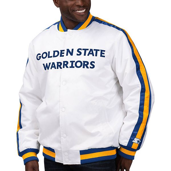 Men's Starter Royal Golden State Warriors Force Play Satin Full-Snap  Varsity Jacket