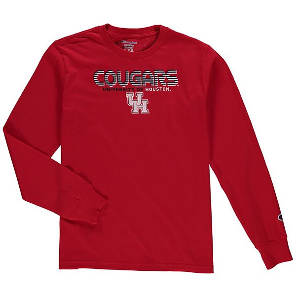 Youth Champion Red Houston Cougars Jersey Long Sleeve T-Shirt