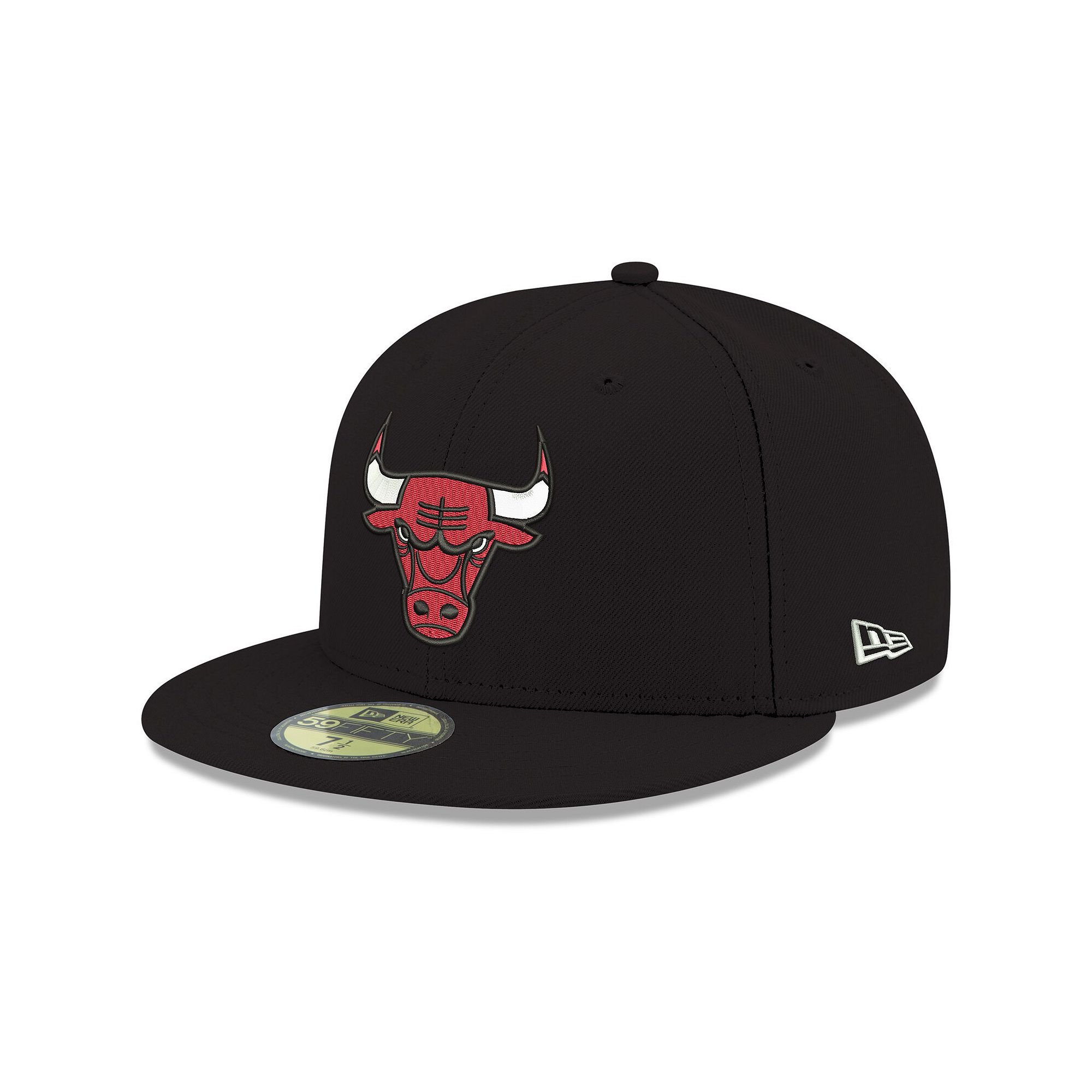 Mens New Era Black Chicago Bulls Official Team Color 59FIFTY Fitted Hat, S
