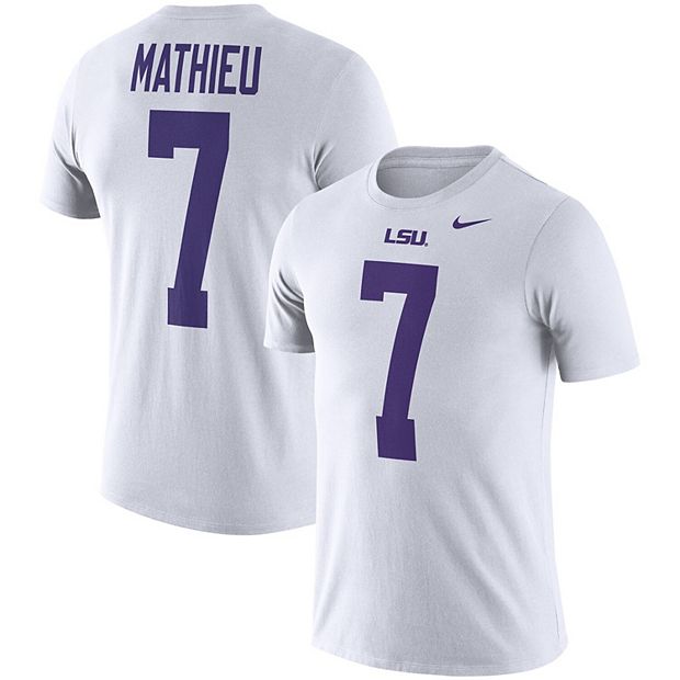 Men's Nike Tyrann Mathieu White LSU Tigers Football Name & Number