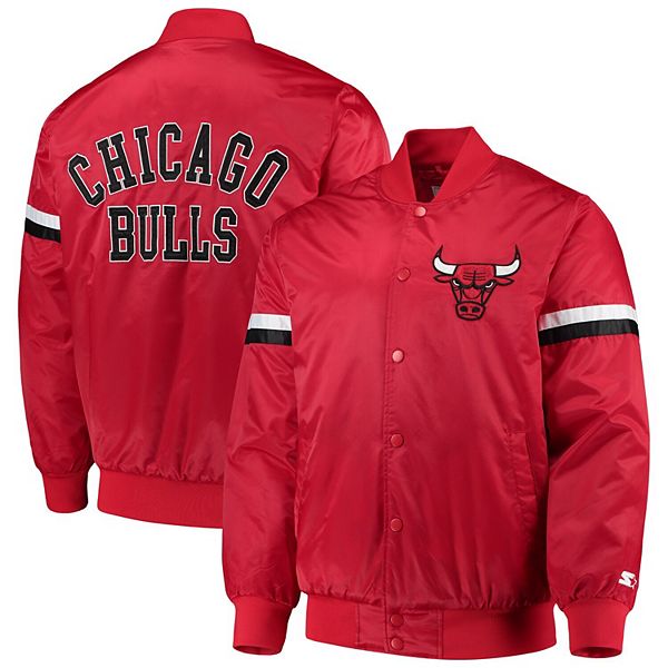Men's Chicago Bulls Starter White/Red Renegade Varsity Satin Full