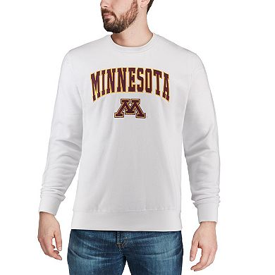 Men's Colosseum White Minnesota Golden Gophers Arch & Logo Crew Neck Sweatshirt
