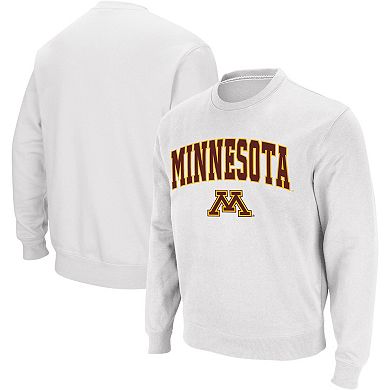 Men's Colosseum White Minnesota Golden Gophers Arch & Logo Crew Neck Sweatshirt