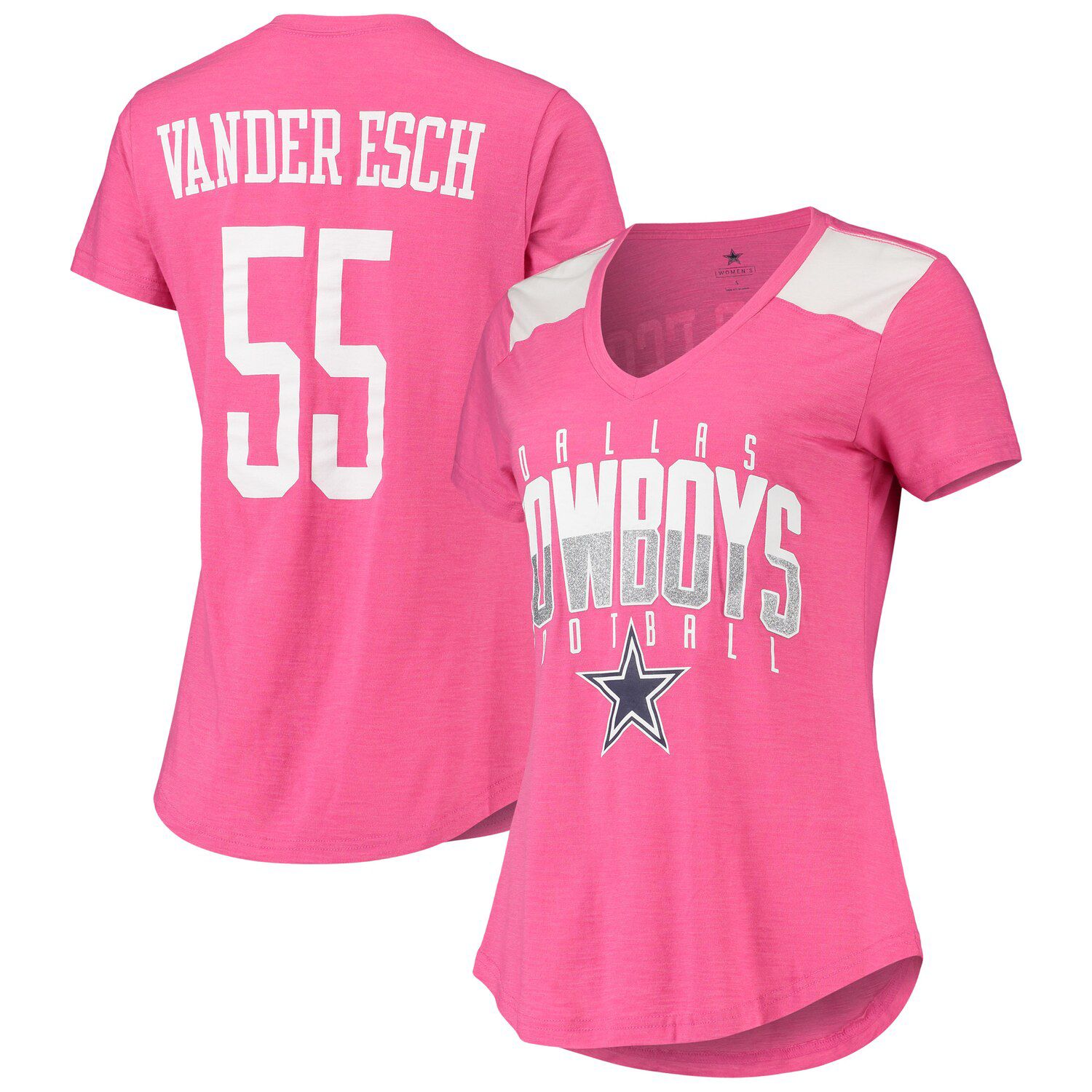 Authentic Dallas Cowboys Woman's Hot Pink T Shirt- S/S/ Glitter/Sequins/  Reg $35