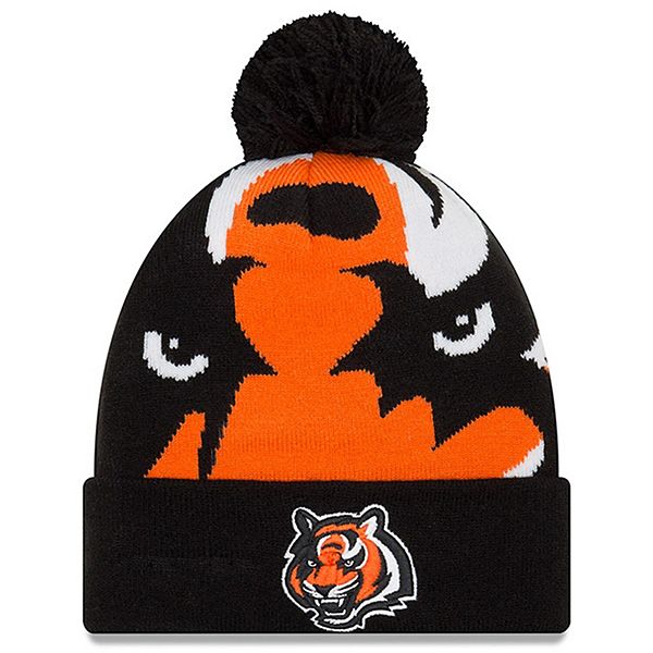 Youth New Era Black Cincinnati Bengals Logo Whiz 3 Cuffed Knit Hat