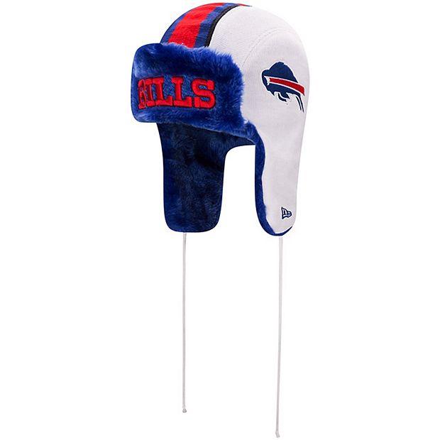 Men's New Era White/Royal Buffalo Bills Helmet Head Trapper Knit Hat