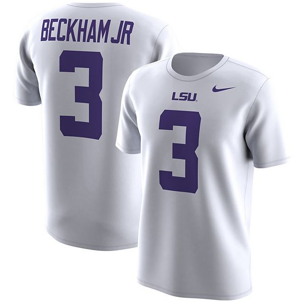 Men s Nike Odell Beckham Jr White LSU Tigers Name Number 45 OFF