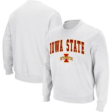 Men's Colosseum White Iowa State Cyclones Arch & Logo Crew Neck Sweatshirt