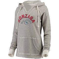 Women's Gameday Couture Gray Gonzaga Bulldogs No Shortcuts Drop Shoulder Sleeve Stripe Cropped T-Shirt Size: Extra Large