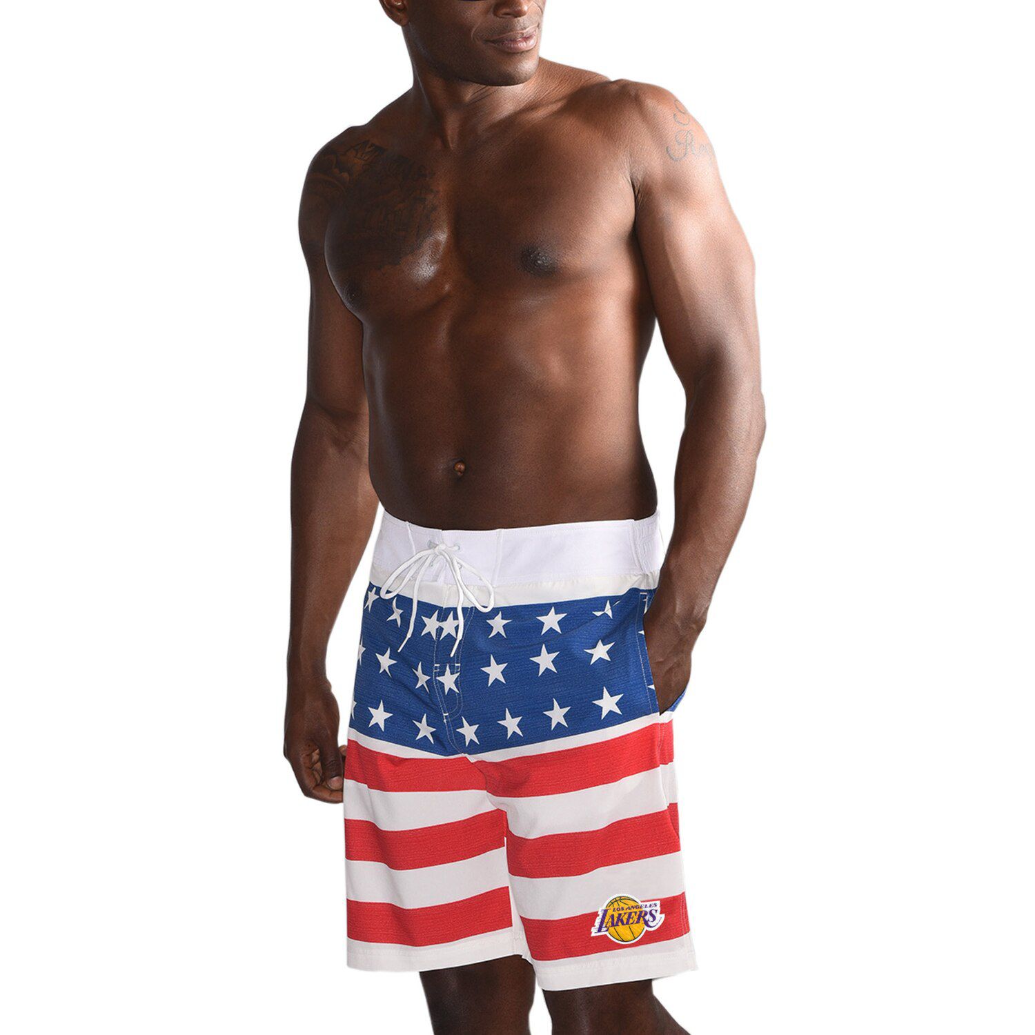 lakers swim shorts