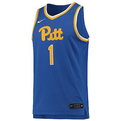 Men's Nike #1 Royal Pitt Panthers Team Replica Basketball Jersey