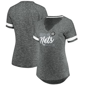 Women's Fanatics Branded Gray/White Brooklyn Nets Showtime Winning With Pride Notch Neck T-Shirt