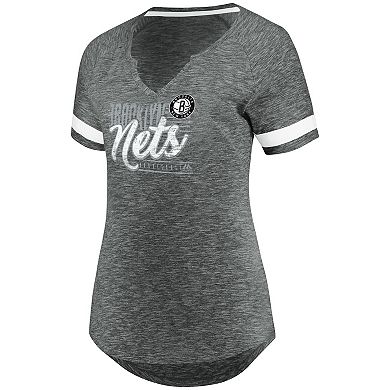 Women's Fanatics Branded Gray/White Brooklyn Nets Showtime Winning With Pride Notch Neck T-Shirt