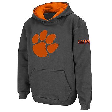 Youth Stadium Athletic Charcoal Clemson Tigers Big Logo Pullover Hoodie
