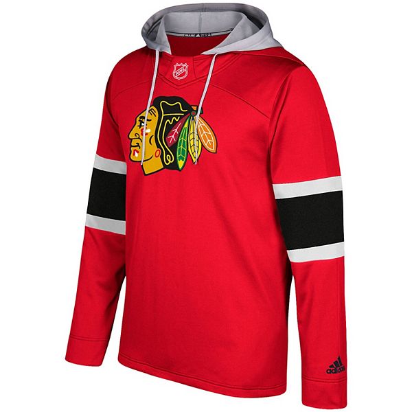 Men's adidas Red Chicago Blackhawks Silver Jersey Pullover Hoodie