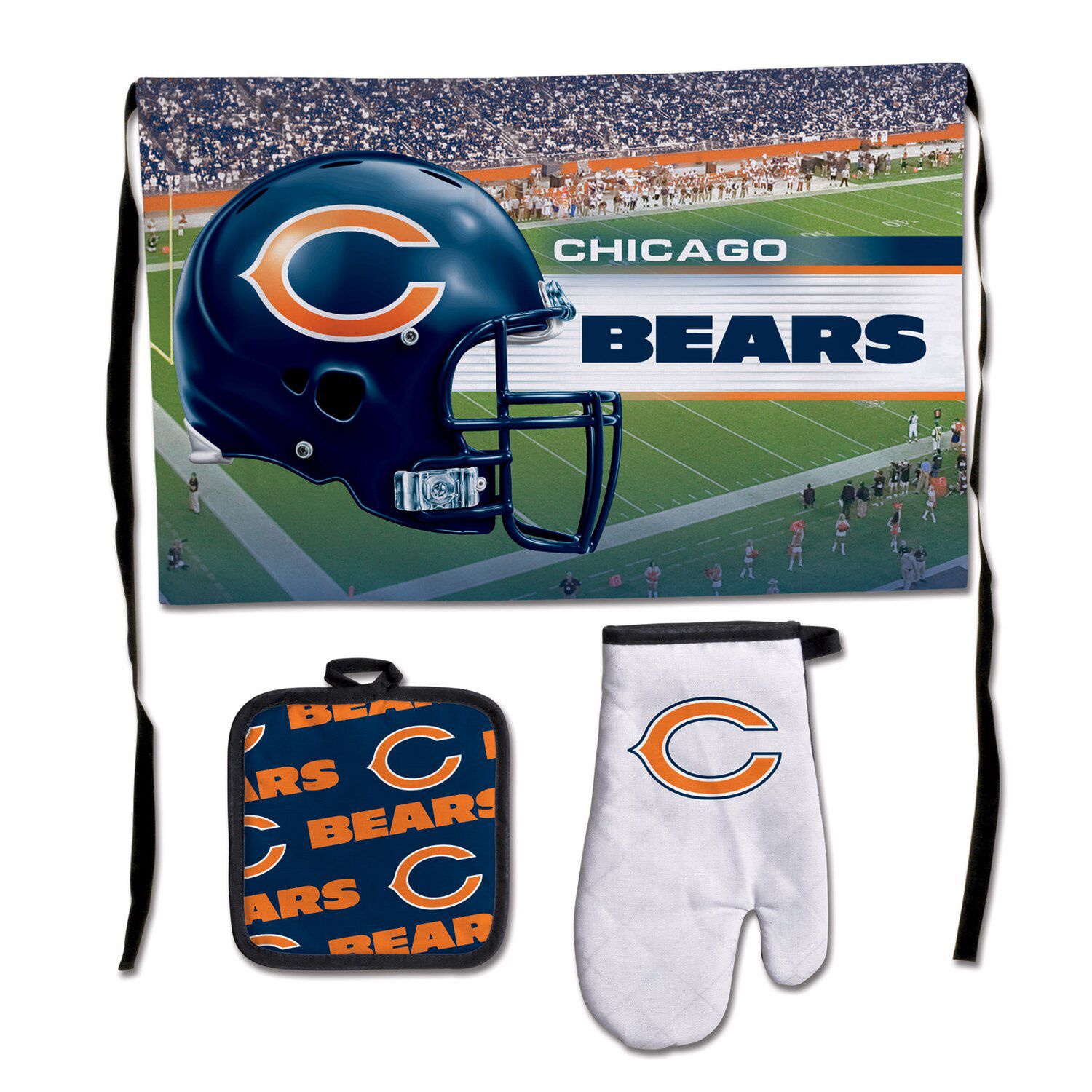 Picnic Time Chicago Bears Glass Top Cutting Board Set