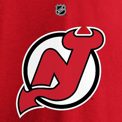 Men's Fanatics Branded Jack Hughes Red New Jersey Devils Authentic Stack Name & Number T-Shirt