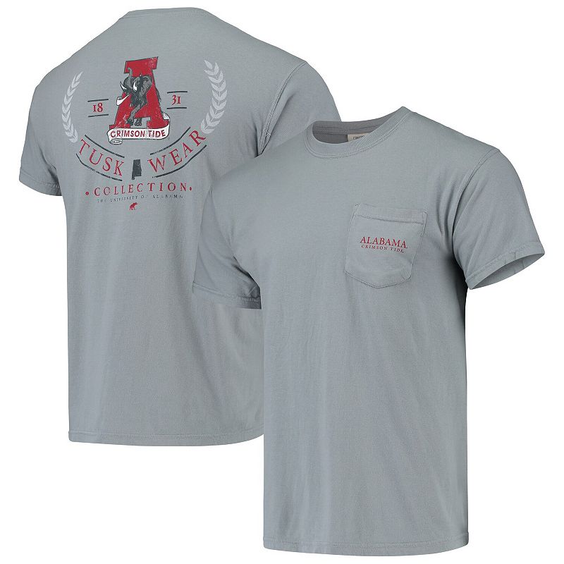 Mens Gray Alabama Crimson Tide Logo Arch Comfort Colors T-Shirt, Size: Sma