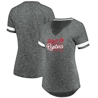 Women's Fanatics Branded Gray/White Toronto Raptors Showtime Winning With Pride Notch Neck T-Shirt