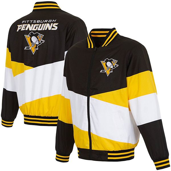 Men's JH Design Black/Gold Pittsburgh Penguins Full-Zip Nylon Jacket