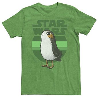 Men's Star Wars Porg Green Hue Retro Portrait Tee