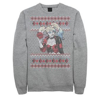Men's DC Comics Batman Harley Quinn Ornament Knit Style Fleece