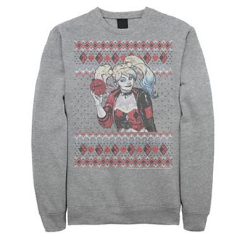 Men's DC Comics Batman Harley Quinn Ornament Knit Style Fleece