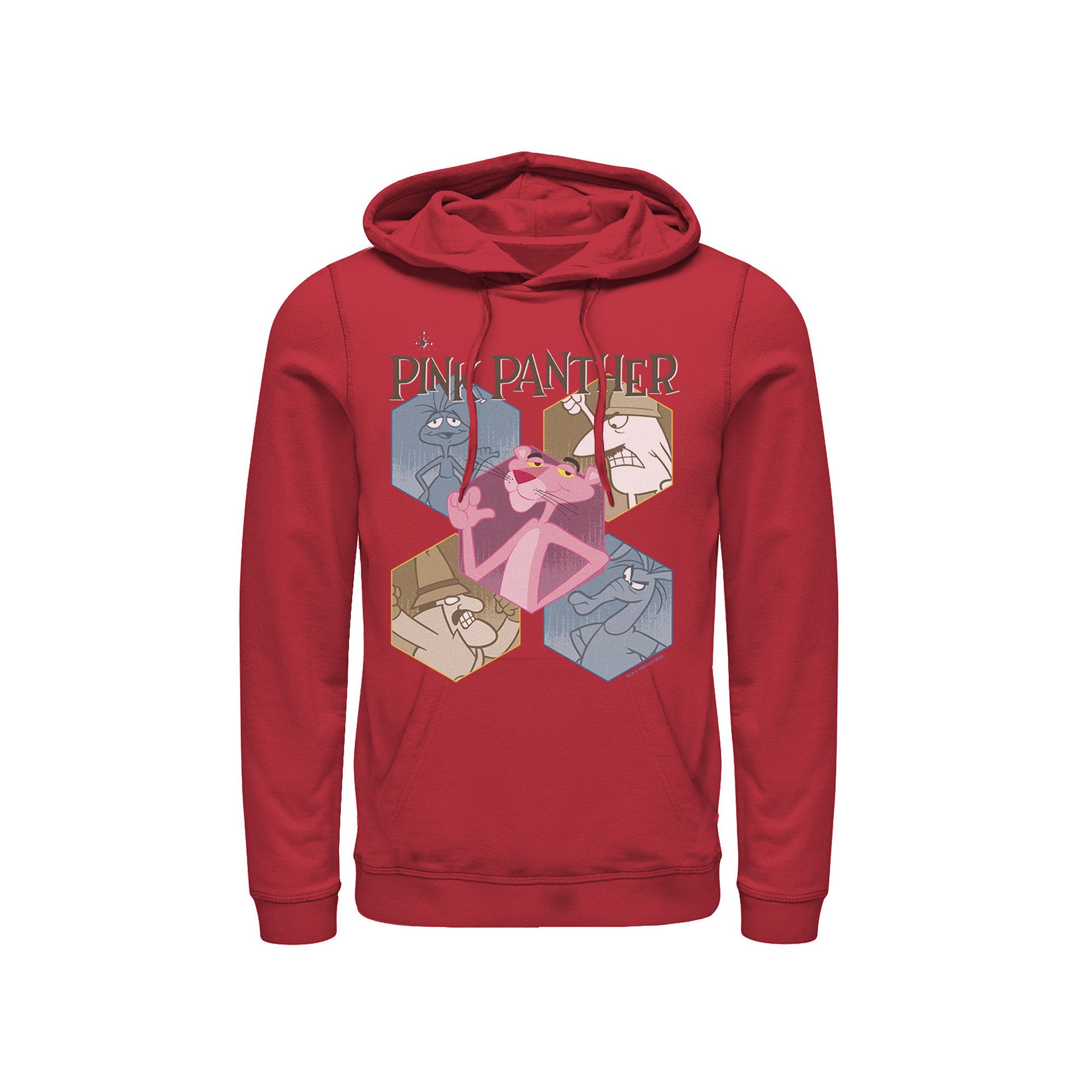 Mens Pink Panther Hexagonal Portraits Graphic Hoodie, Size: Small, Red